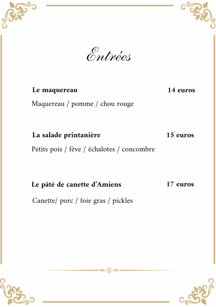 entrées - la galerie des recettes - carte printemps