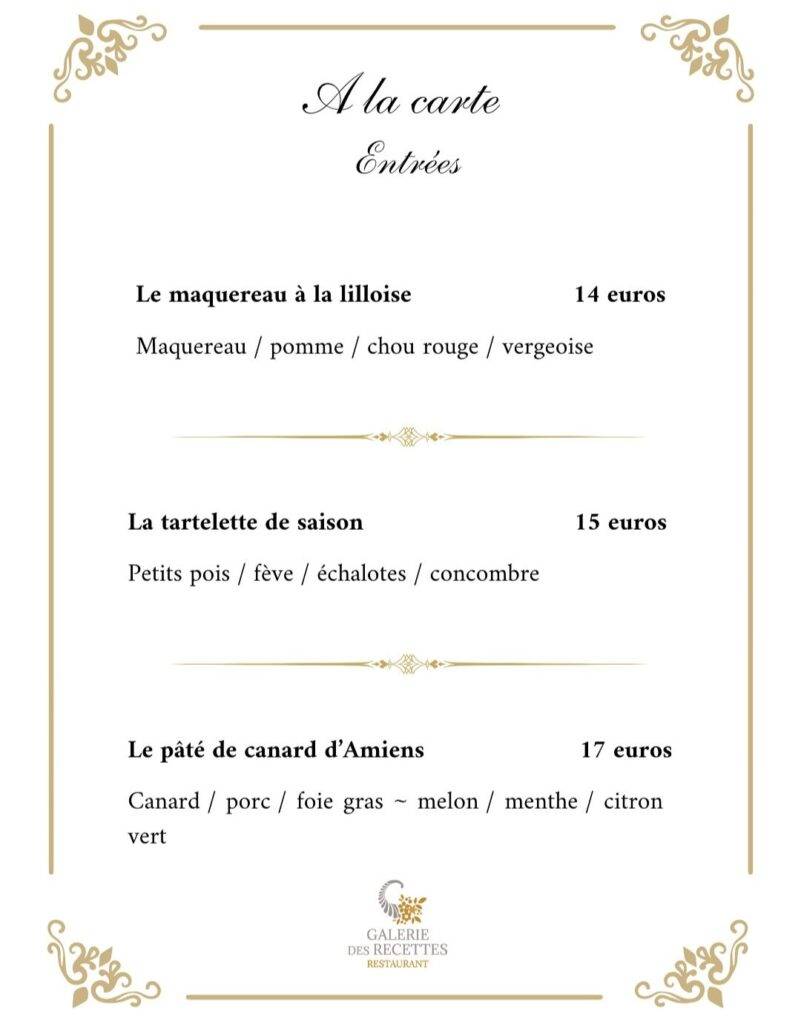Menu la galerie des recettes