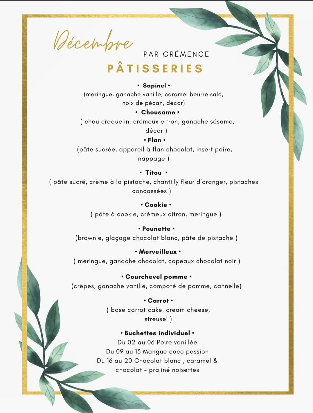 carte crémence decembre 2025